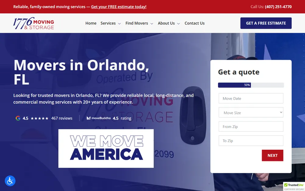 1776 Moving and Storage homepage