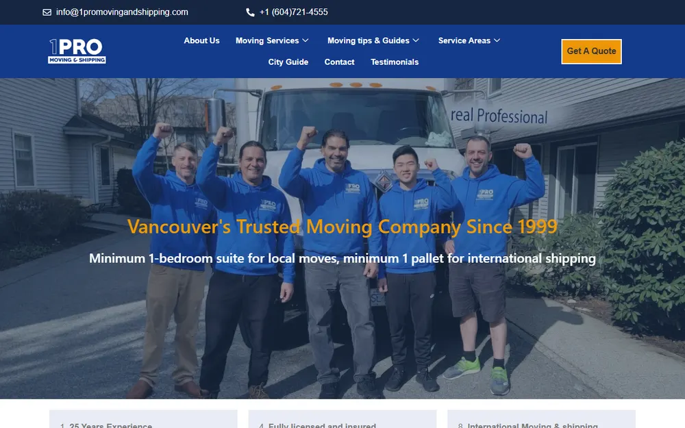 1PRO Moving & Shipping homepage