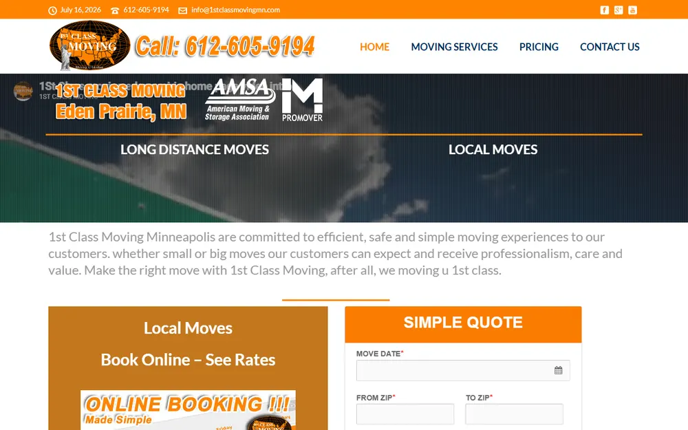 1ST CLASS MOVING homepage