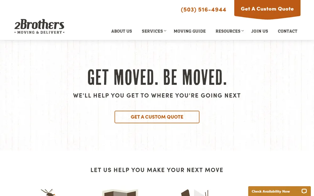2 Brothers Moving & Delivery homepage
