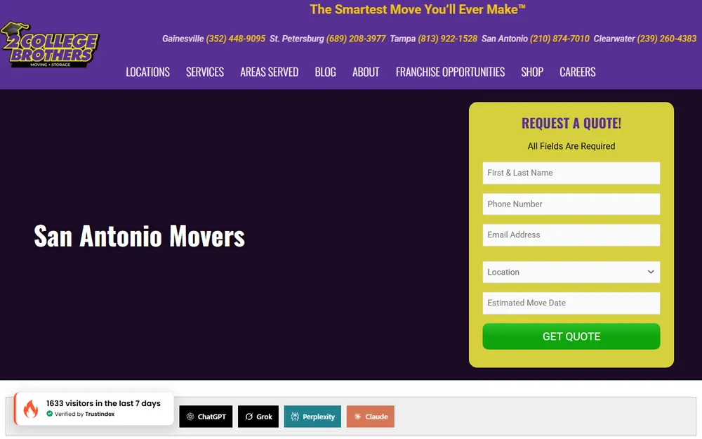 2 College Brothers Moving and Storage homepage