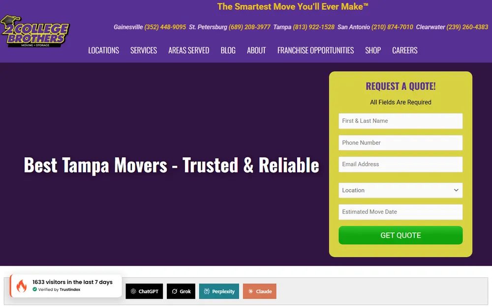 2 College Brothers Moving and Storage homepage