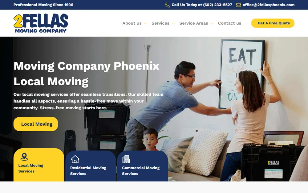 2 Fellas Moving Company homepage