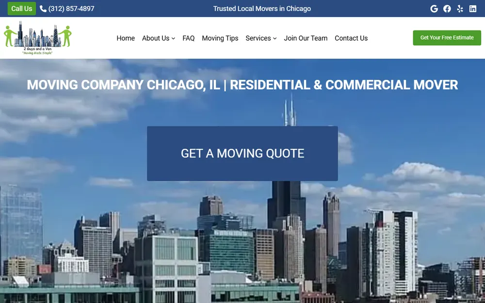 2 Guys and a Van Movers Chicago homepage