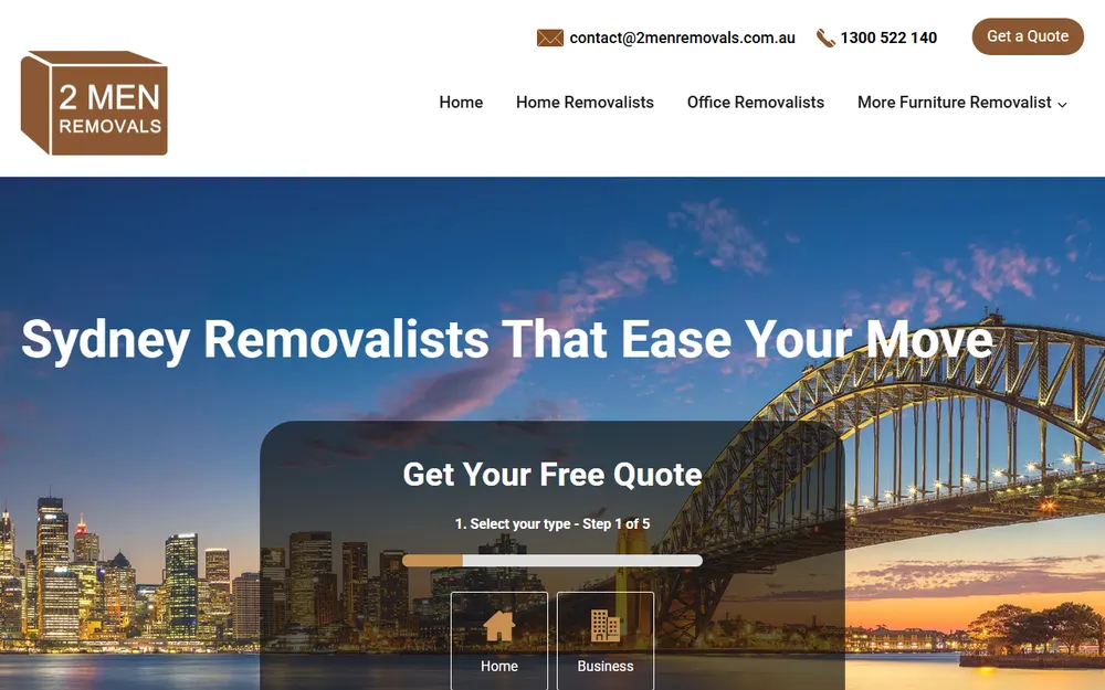 2 Men Removals homepage