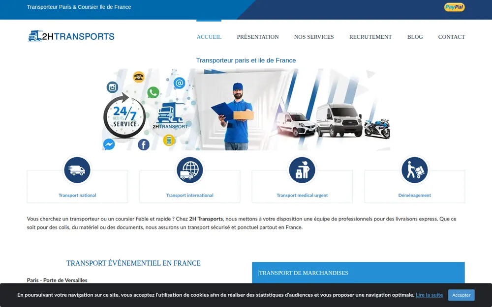 2H Transports - Transporteur Paris ile de France et Province homepage