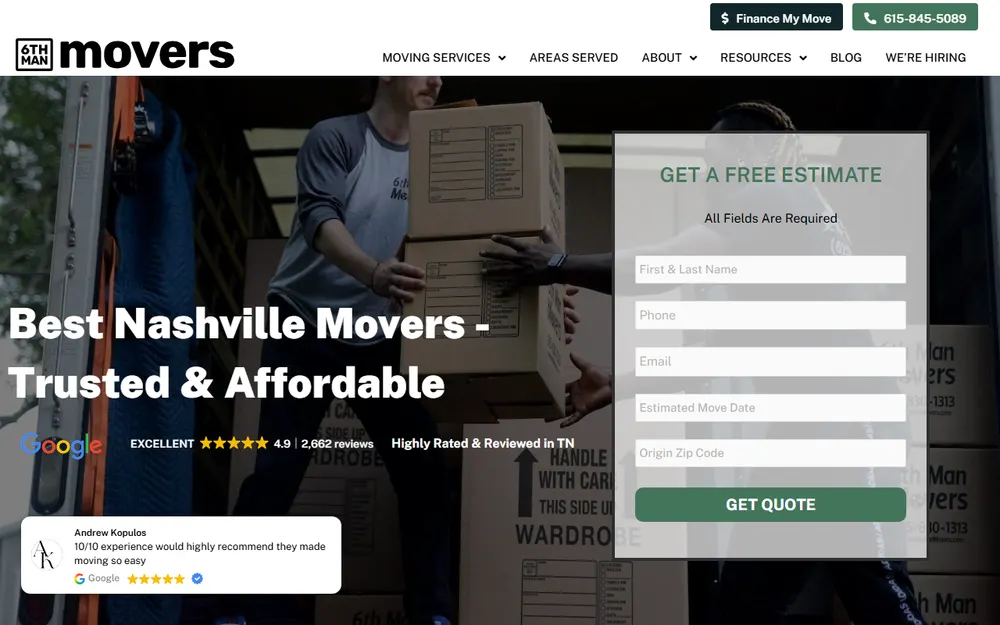 6th Man Movers homepage