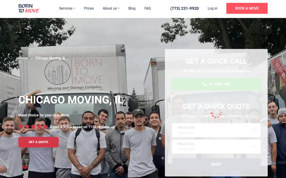 Born to move Movers Chicago homepage