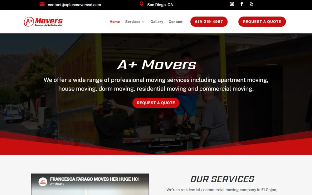 A+ Movers homepage