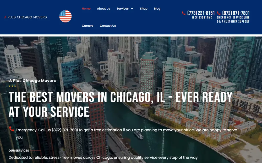 A Plus Chicago Movers homepage