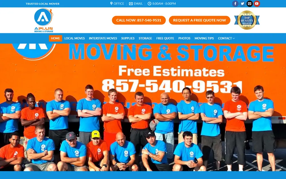 A-Plus Moving & Storage homepage