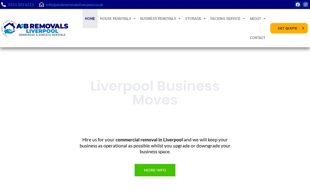 A to B Removals Liverpool homepage