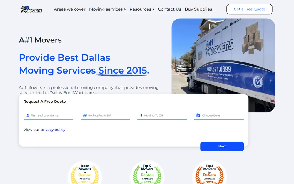 A#1 Movers homepage