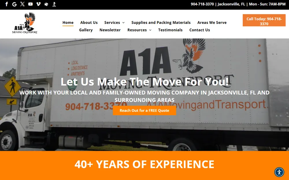 A1A Moving & Transport homepage