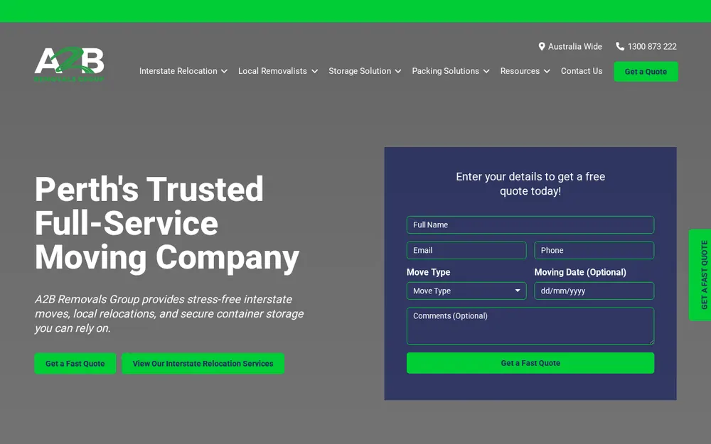 A2B Removals Group homepage