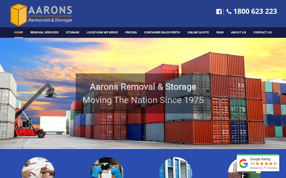 Aarons Removals and Storage Perth homepage