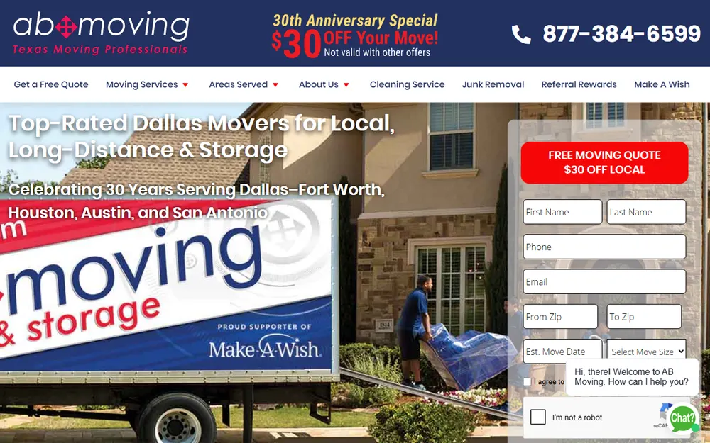 AB Moving homepage