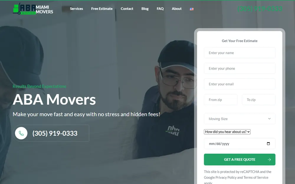 ABA Miami Moving Inc (long distance and office relocation, Miami movers) homepage