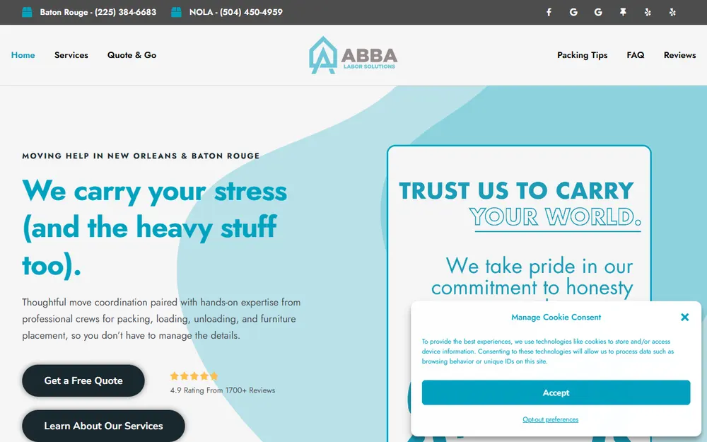 Abba Labor Solutions New Orleans homepage