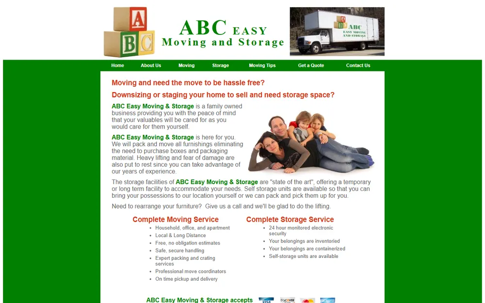 ABC Easy Moving Co homepage