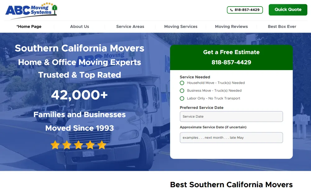 ABC Moving Systems homepage
