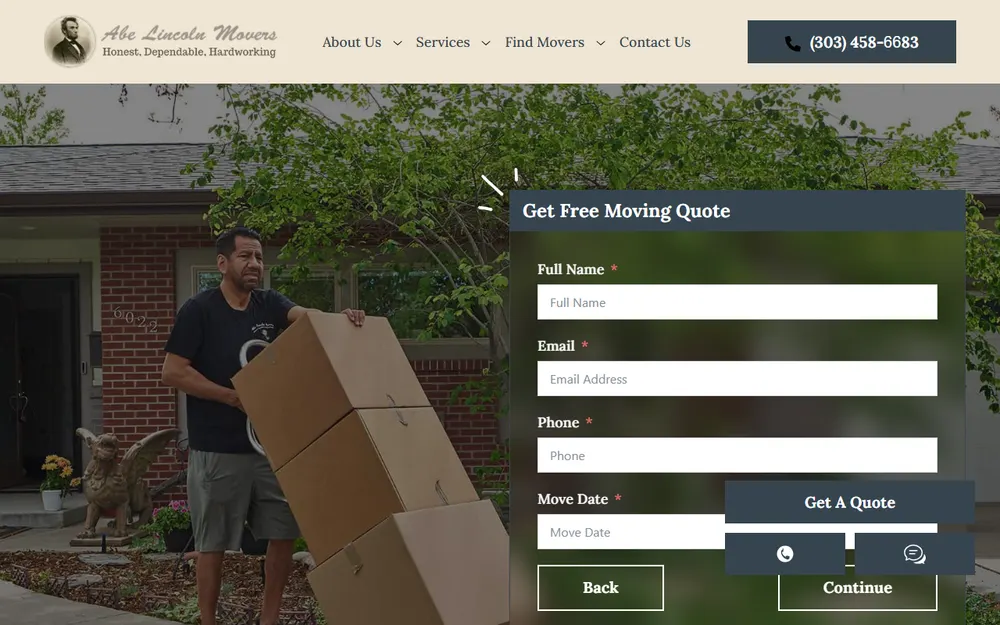 Abe Lincoln Movers homepage