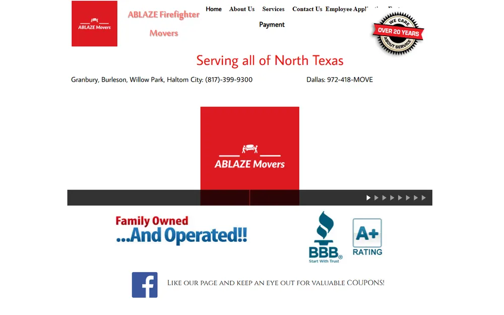 Ablaze Firefighter Moving homepage