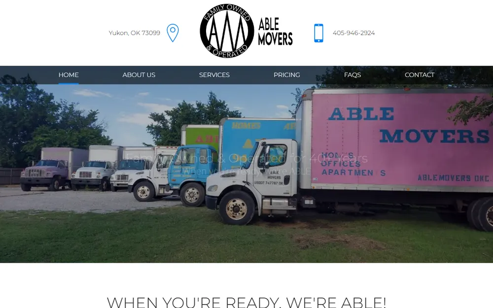 Able Movers homepage