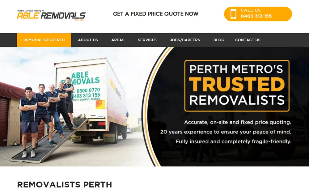 Able Removals homepage