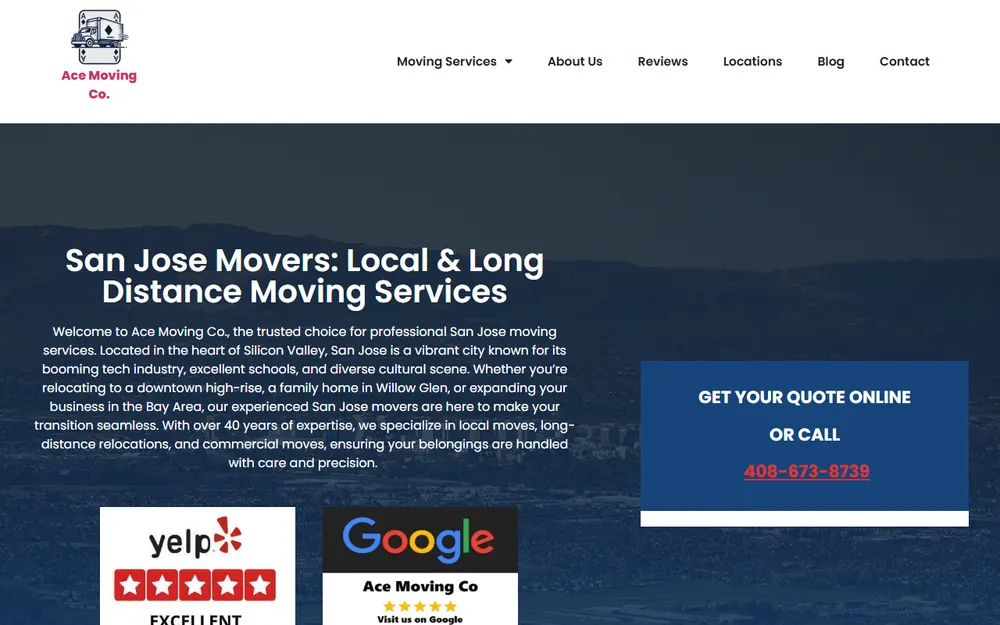 Ace Moving homepage