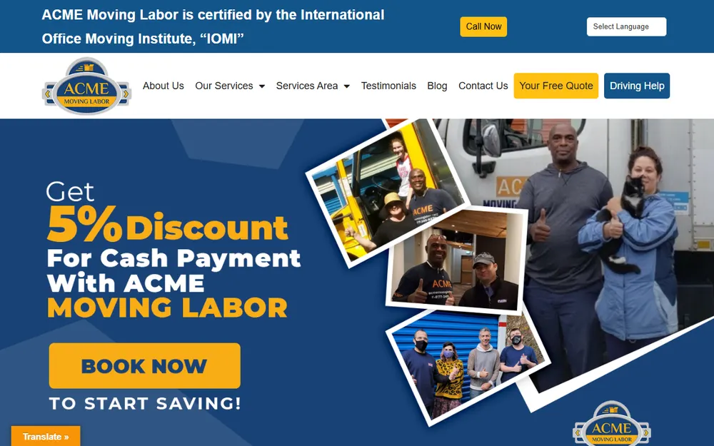 ACME Moving Labor, LLC Seattle Moving Help homepage