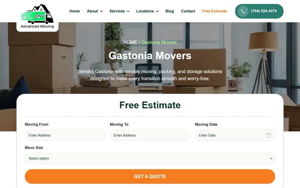 Advanced Moving homepage