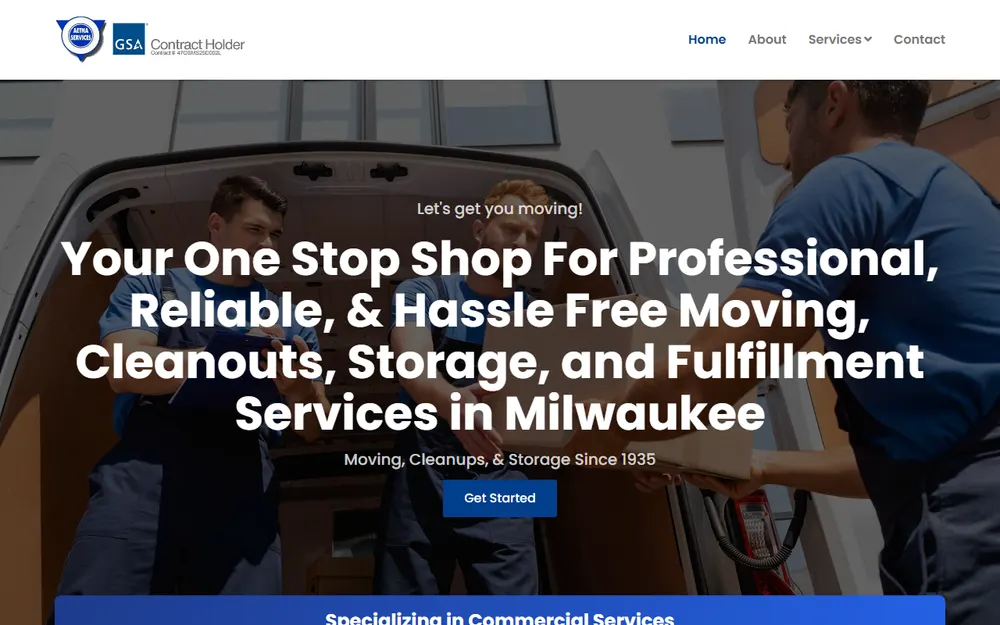 Aetna Moving & Storage homepage