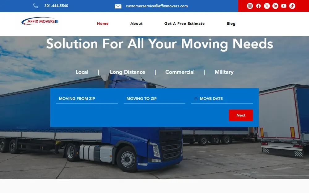 Affix Movers homepage