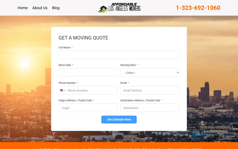 Affordable Los Angeles Movers homepage