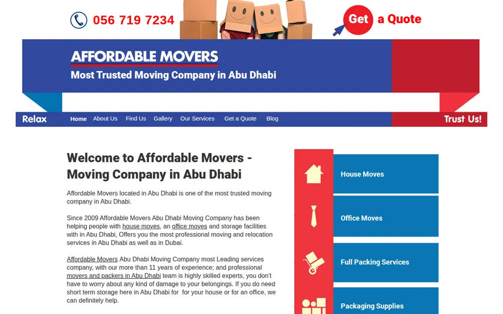 Affordable Movers - Moving Company homepage