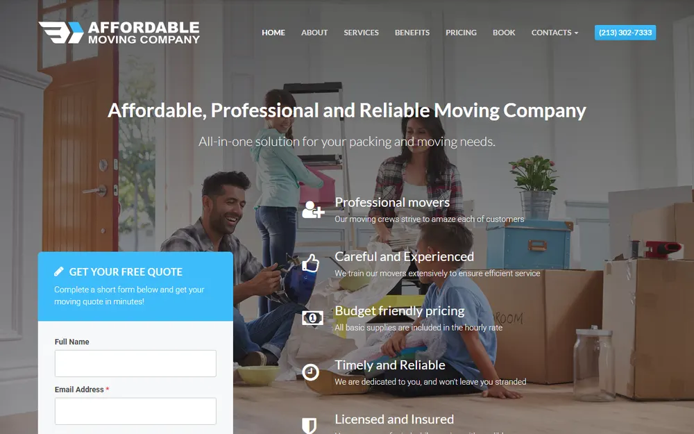 Affordable Moving Company homepage
