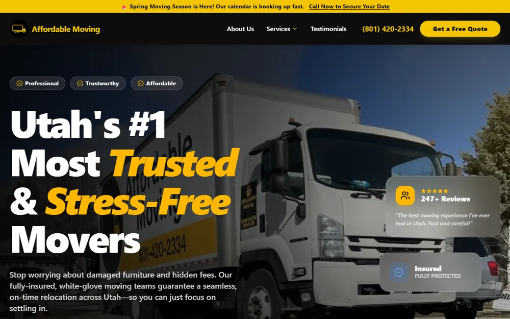 Affordable Moving Utah homepage