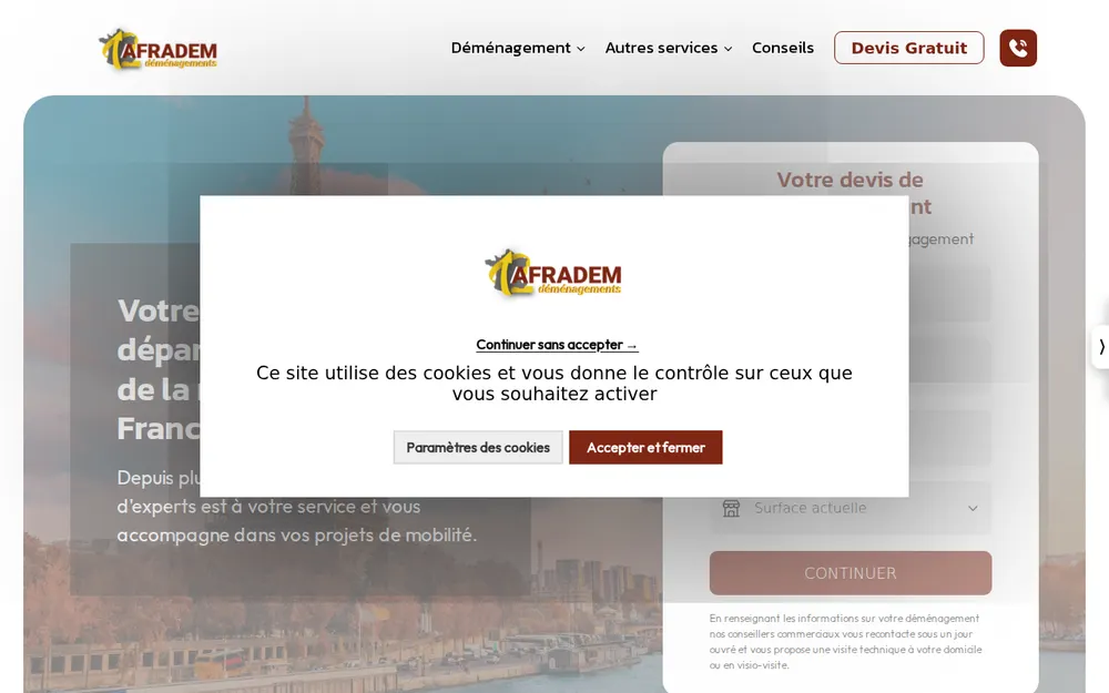 Afradem homepage