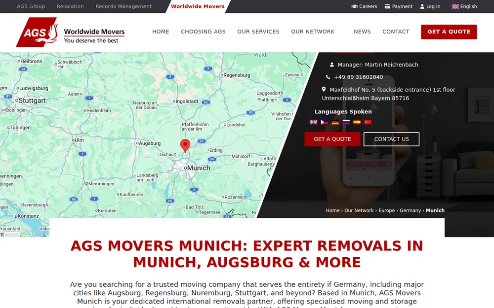 AGS Worldwide Movers - Germany, Munich homepage