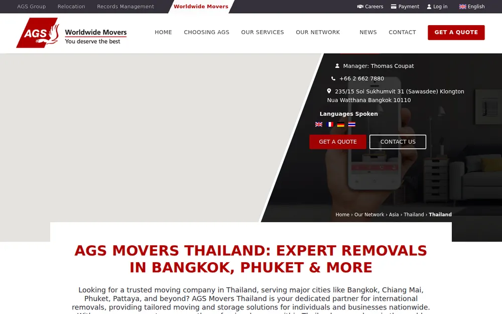AGS Worldwide Movers - Thailand homepage
