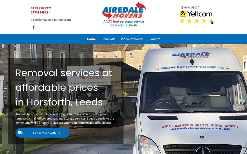 Airedale Movers homepage