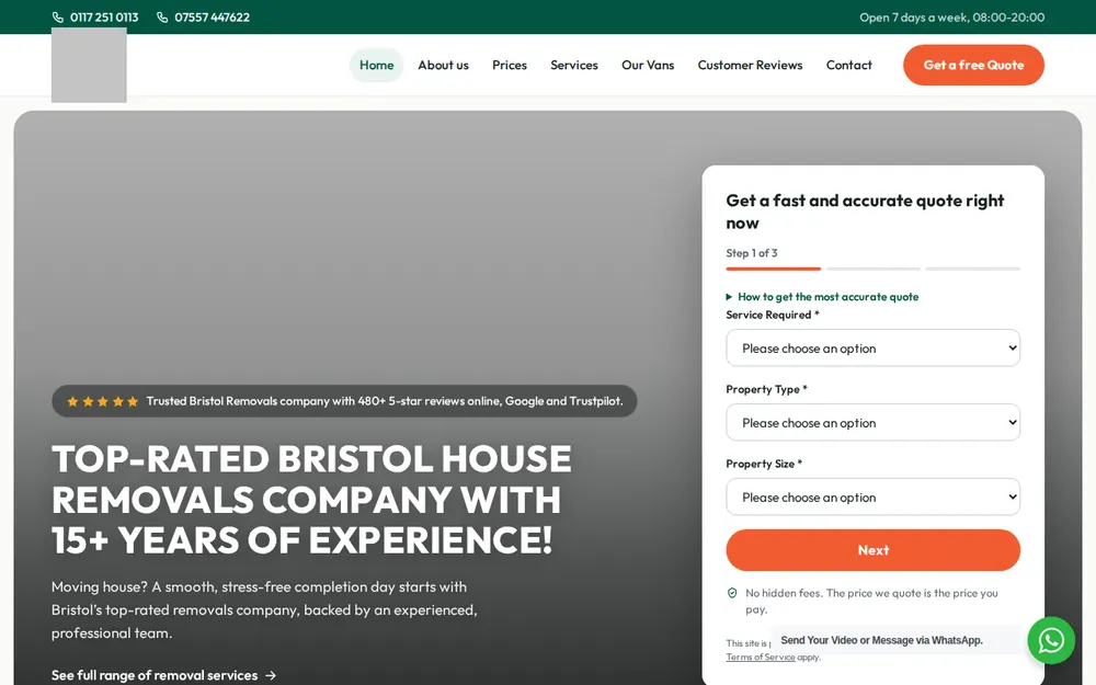 AJM Removals Bristol homepage