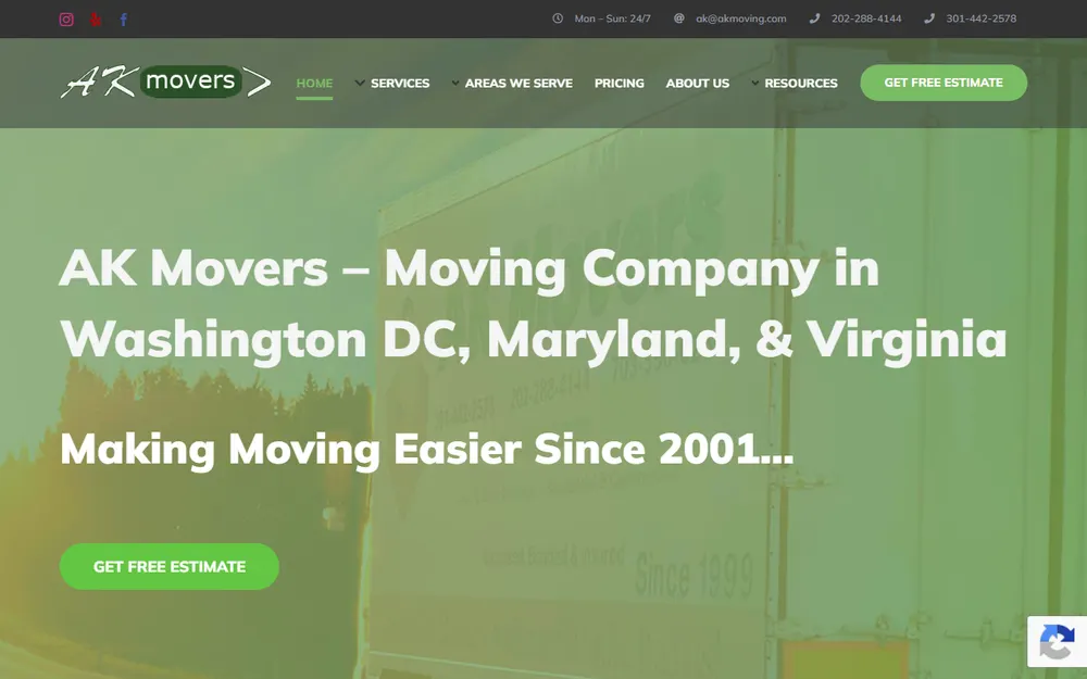 AK Movers homepage
