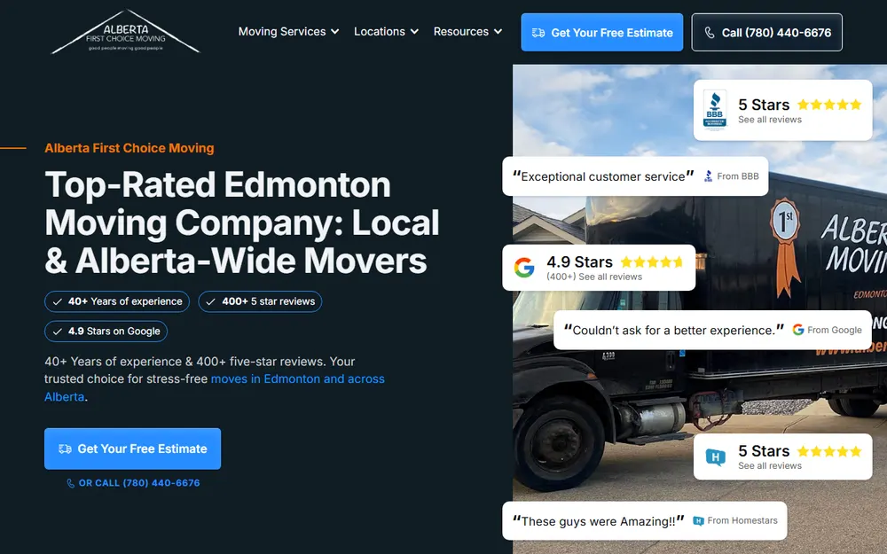 Alberta First Choice Moving - Edmonton Movers homepage