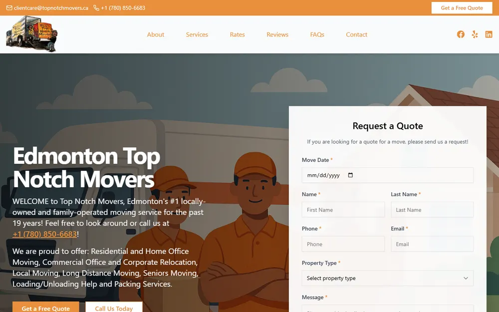 Alberta Top Notch Movers homepage
