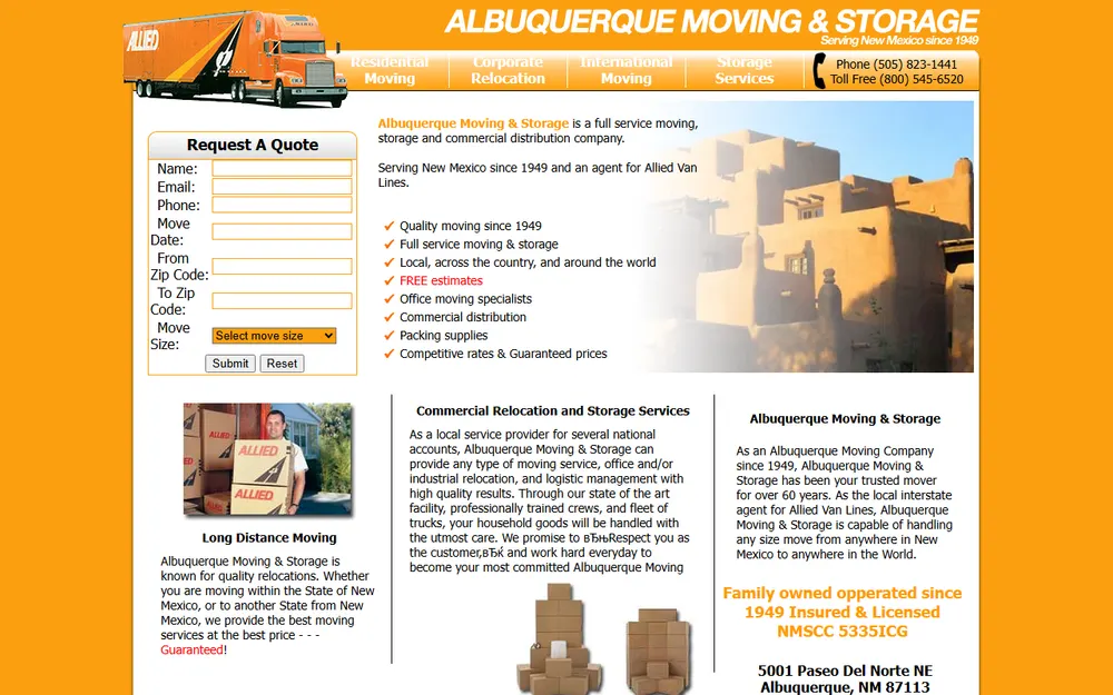Albuquerque Moving & Storage Co. Inc. homepage