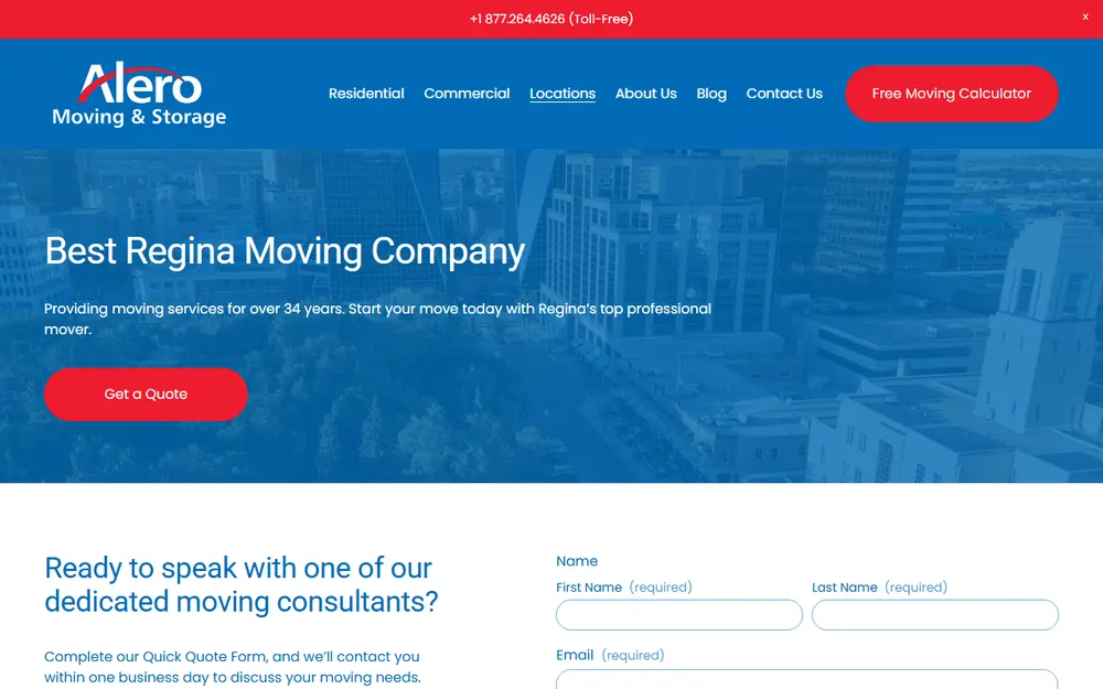 Alero Moving & Storage homepage