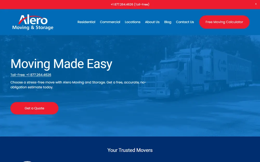 Alero Moving & Storage homepage