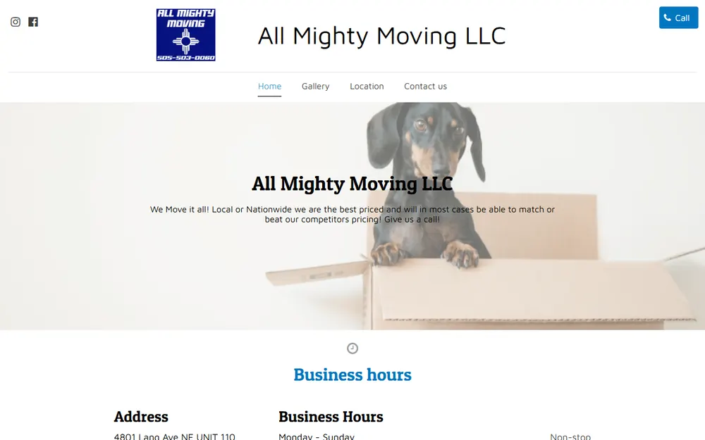 All Mighty Moving homepage